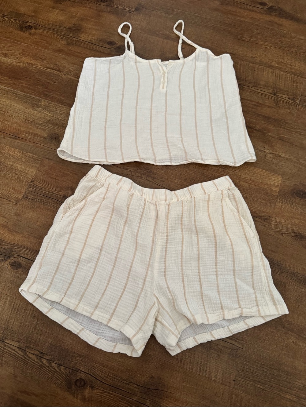 Serra Cotton Gauze Pajama Set in Cream